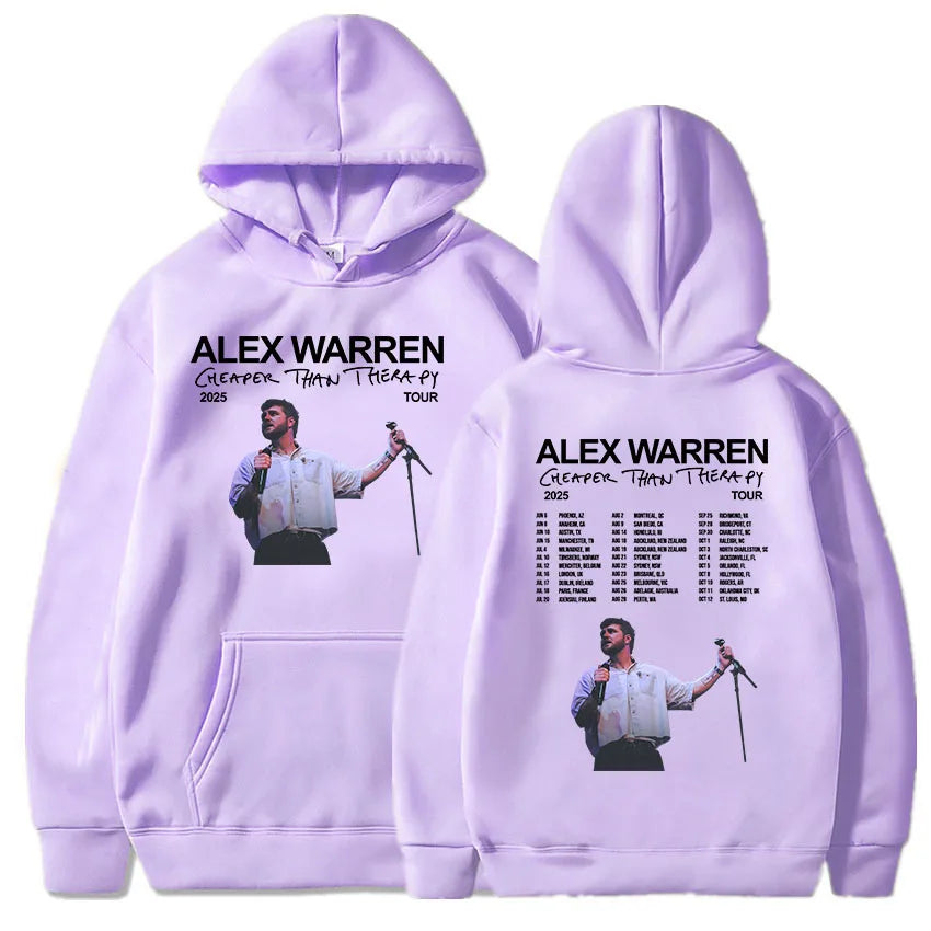 Cheaper Than Therapy Tour 2025 Hoodies Alex Warren Singer Graphic Sweatshirts Hooded Pullovers Men Women Sweatshirt Harajuku