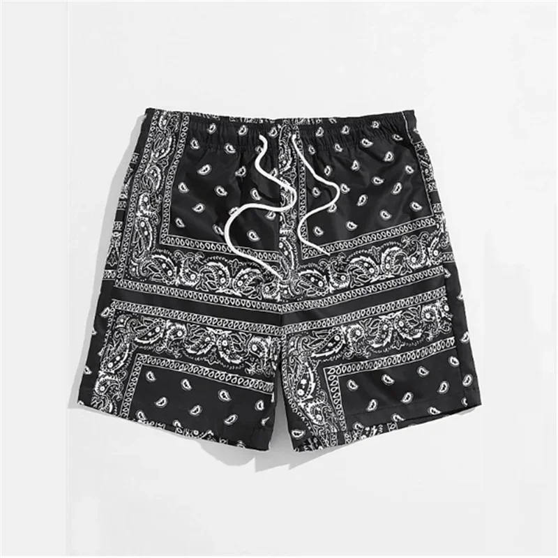 Trend Bandana Graphic Beach Short for Men Summer Fashion Swim Trunks Loose Casual Streetwear Hawaiian Short Pants