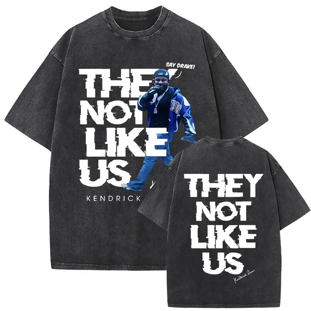 ck Lamar ThLimited Rapper Kendriey Not Like Us Washed Vintage T-shirt Summer Men Women Hip Hop Oversized Street Crewneck T Shirt
