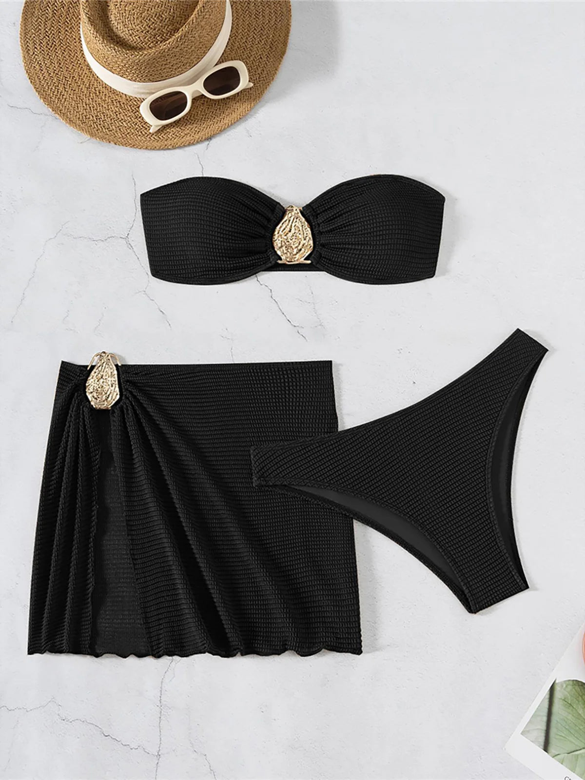 5 Colors With Skirt Bandeau Bikini Female Swimsuit Women Swimwear Three-pieces Bikini set Padded Bather Bathing Suit Swim V6624
