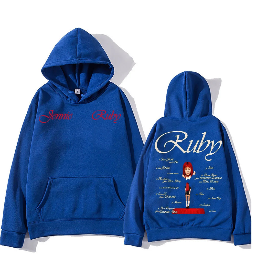 2025 New Jennie Kpop Hoodie Jennie Ruby 1st Album Tracklist Clothes Unisex Design Aesthetic Pullover Jennie Pretty Girl Mantra