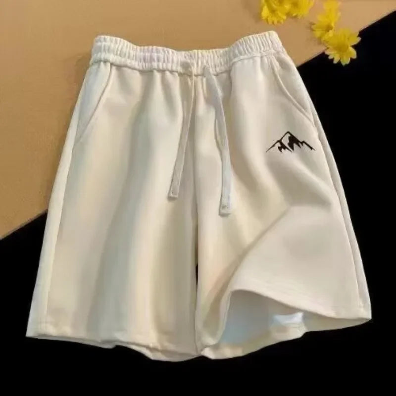 M-8XL Oversized Shorts Men's Casual Shorts Chinese Style Minimalist Mountain Range Print Shorts Couple Basketball Short Pants