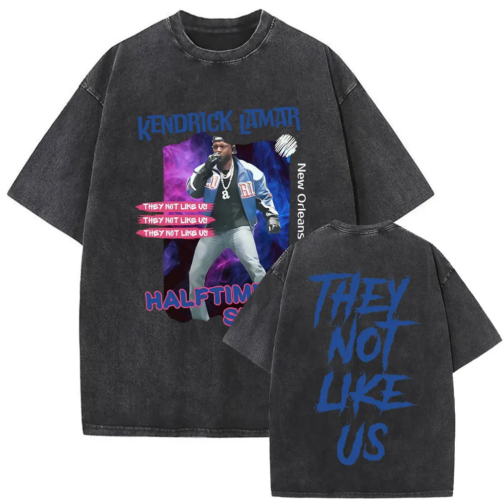 ck Lamar ThLimited Rapper Kendriey Not Like Us Washed Vintage T-shirt Summer Men Women Hip Hop Oversized Street Crewneck T Shirt