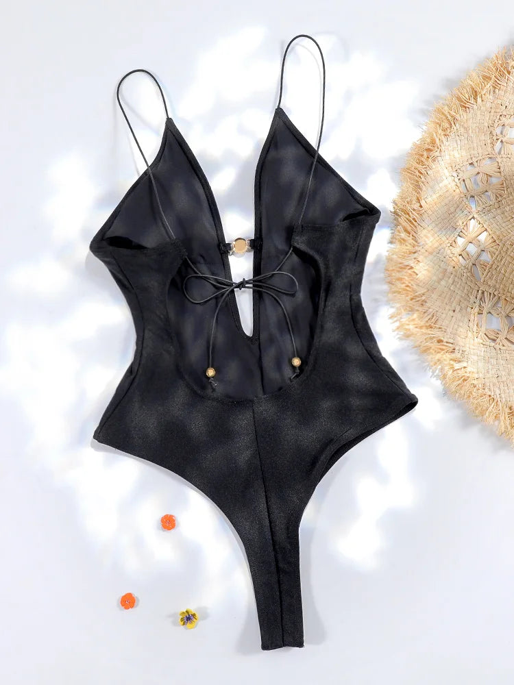 ZRTAK Sexy One Piece Swimsuit Female Sexy Women Monokini Swimwear 2025 Bandage Bathing Suit Pleated Biquini Vintage Beachwear