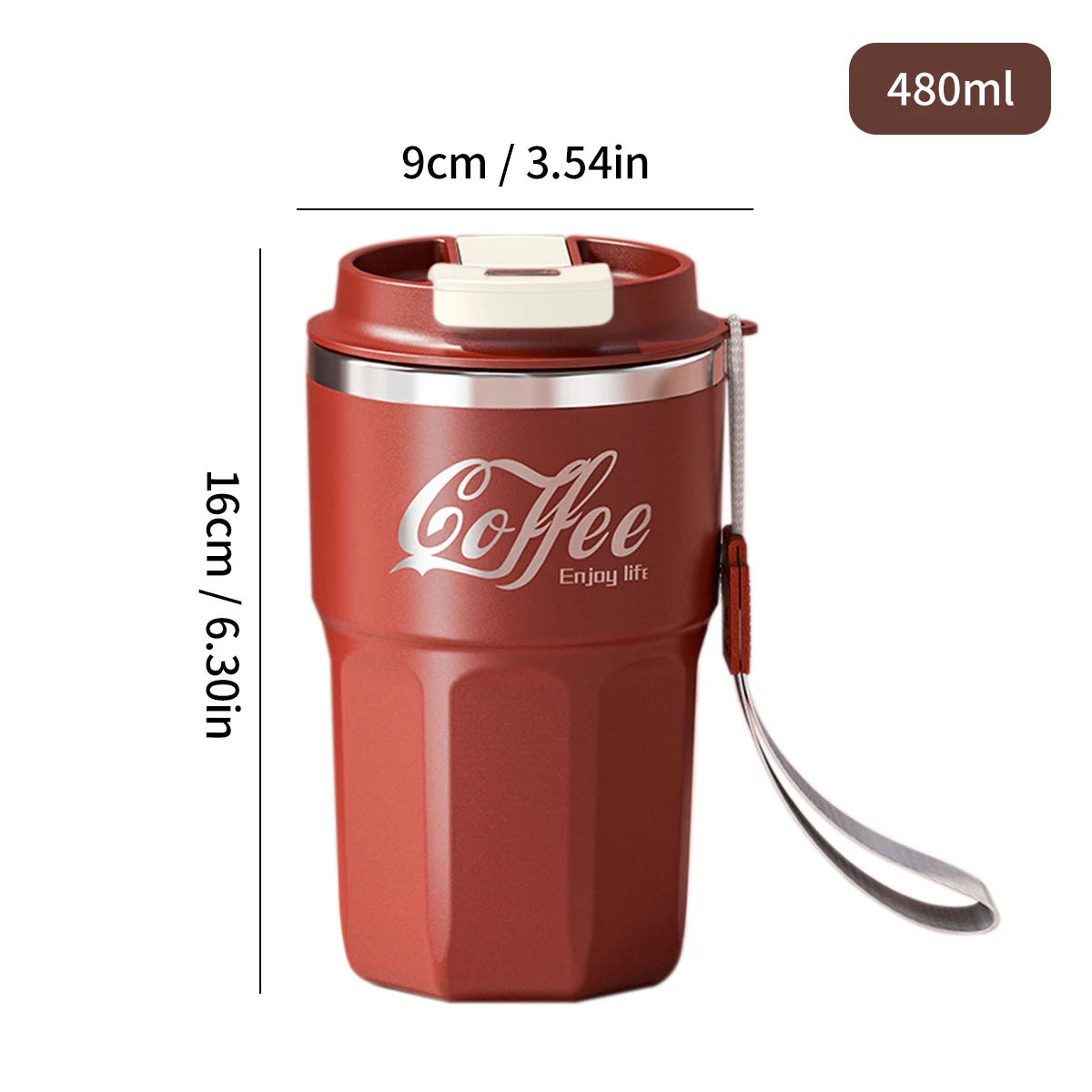 WORTHBUY 304 Stainless Steel Insulated Water Cup Double-Walled Drinking Cup Travel Portable Anti Scalding Milk Coffee Cup