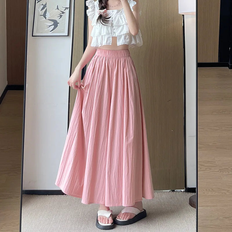 BIVIGAOS Spring Summer A-Line High Waist Pants Skirt Women Trend Fashion Japanese Culottes Casual Loose Ice Silk Wide Leg Pants