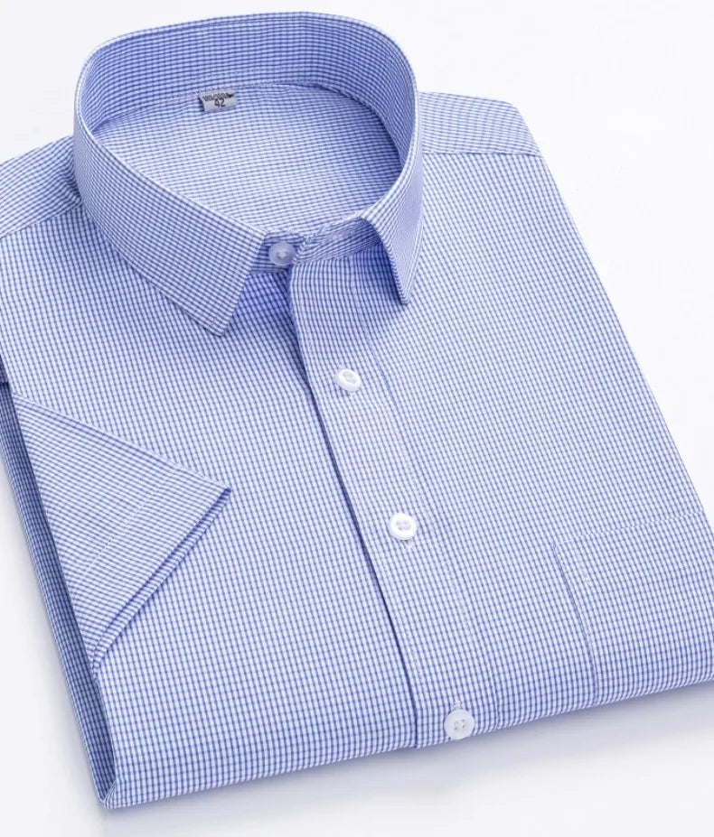 Summer thin men's business social short-sleeved shirt professional formal striped casual non-ironing breathable shirt slim fit