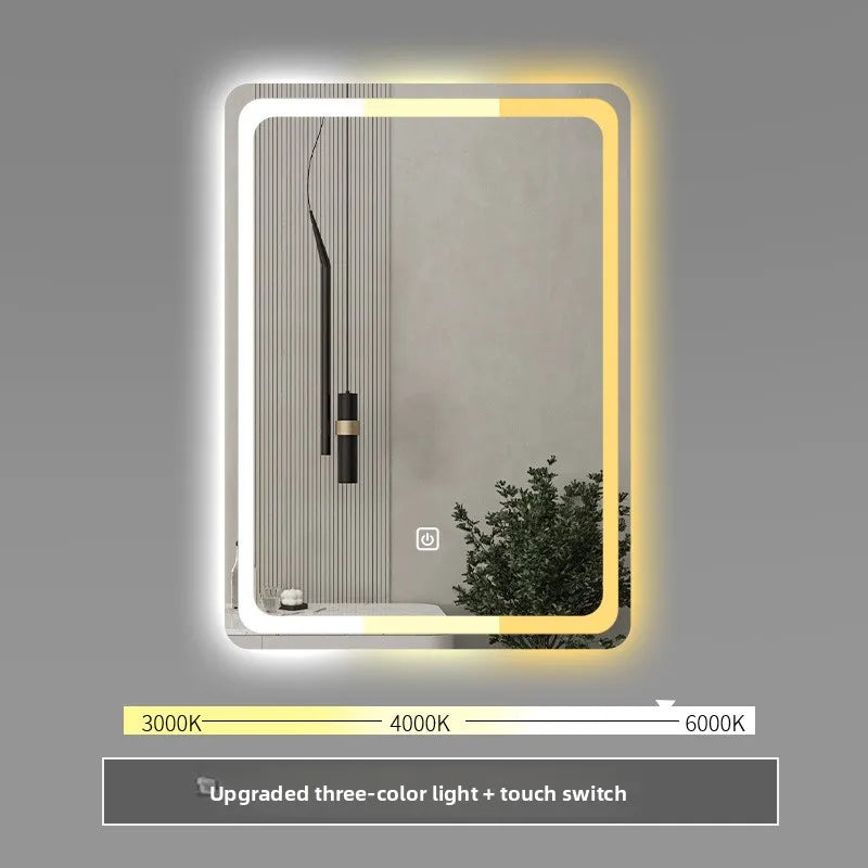 Stylish Square Smart Bathroom Mirror Washstand Makeup Mirror LED Lights Front and Rear Luminous Plug-in Full Body Mirror Vanity