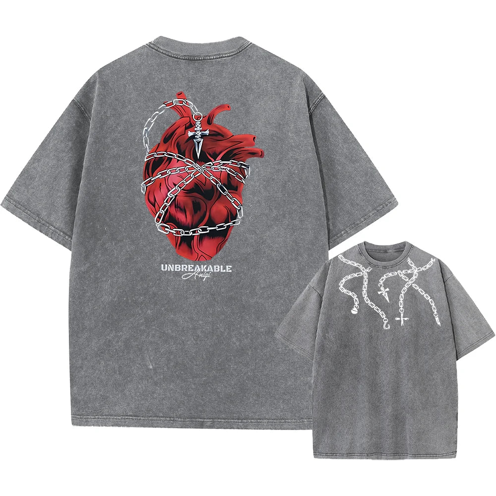 Anime Hunter X Hunter Washed Tshirt Graphic Hip Hop Vintage T Shirt Men Women Harajuku Cotton Casual Short Sleeve Tshirt