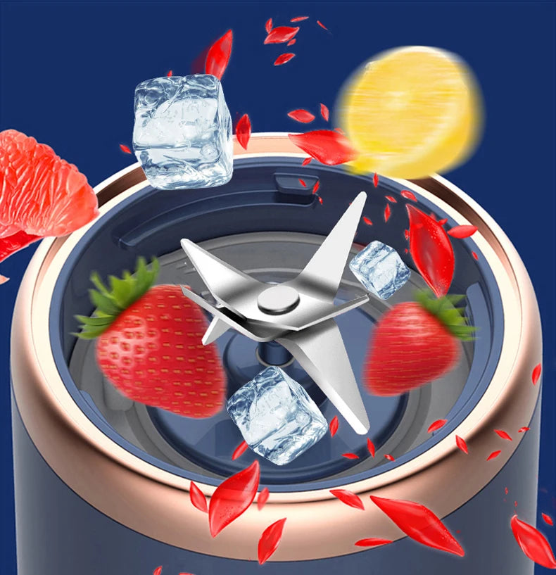 Portable Juicer Cup Smoothie Blender 6 Blade Blender Bottle Household Fruit Juicer Cup USB Rechargeable Juicer Kitchen Tool