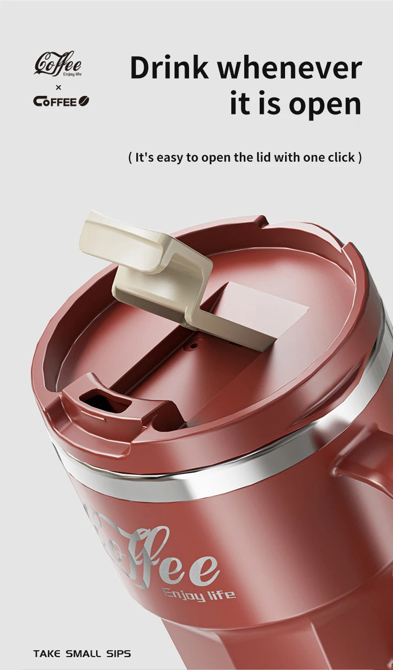 WORTHBUY 304 Stainless Steel Insulated Water Cup Double-Walled Drinking Cup Travel Portable Anti Scalding Milk Coffee Cup