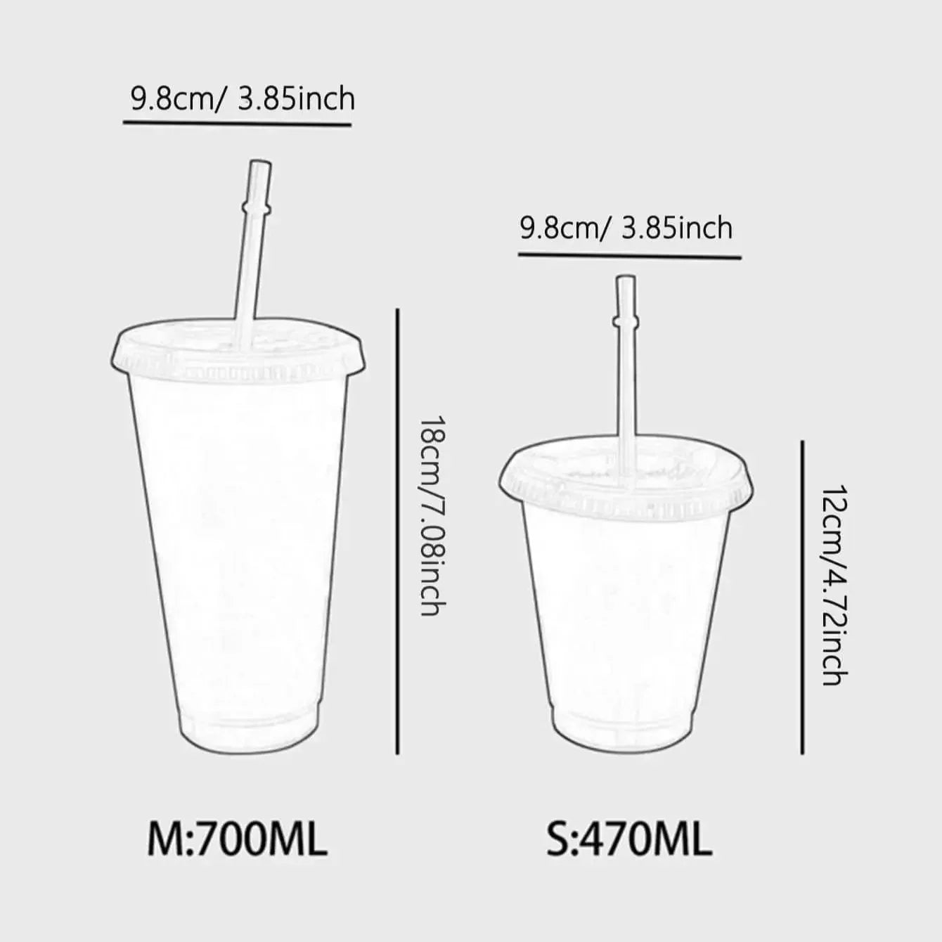1pc-480ml/700ml Portable Reusable Plastic Straw Cup Large Capacity Handy Cup Drinking Juice Coffee Milk Tea Drinks Summer