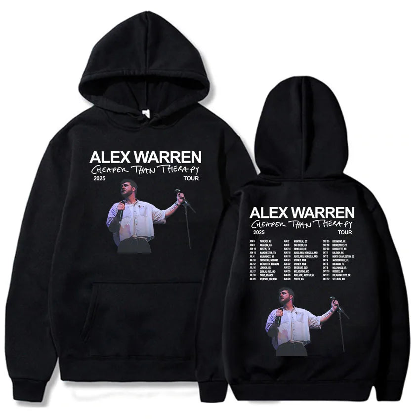 Cheaper Than Therapy Tour 2025 Hoodies Alex Warren Singer Graphic Sweatshirts Hooded Pullovers Men Women Sweatshirt Harajuku