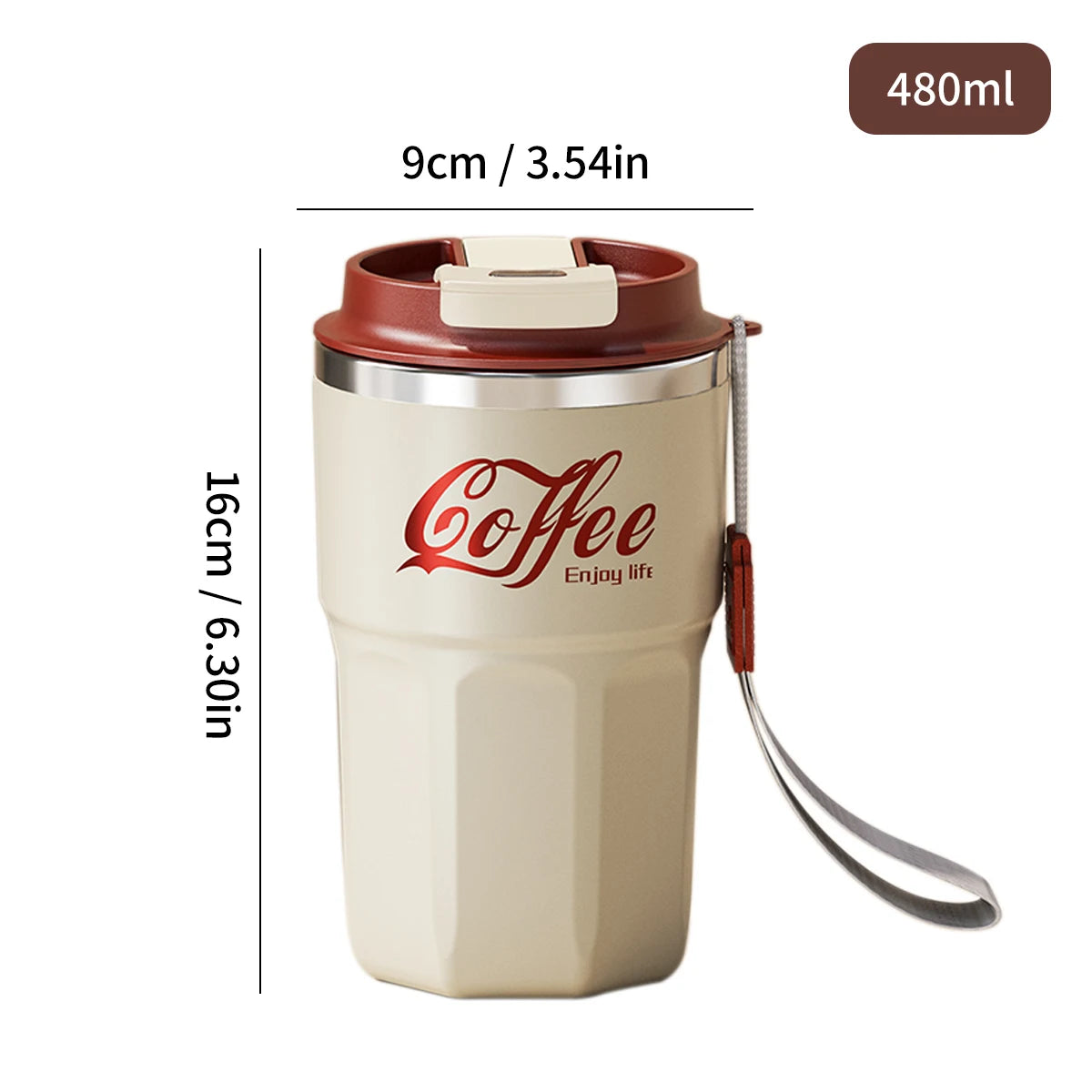 WORTHBUY 304 Stainless Steel Insulated Water Cup Double-Walled Drinking Cup Travel Portable Anti Scalding Milk Coffee Cup