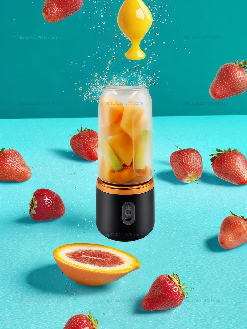 Portable 2-Cup Fruit Juicer Blender mini Ice Crusher USB Rechargeable Wireless Juice Extractor for Smoothies Travel Compact