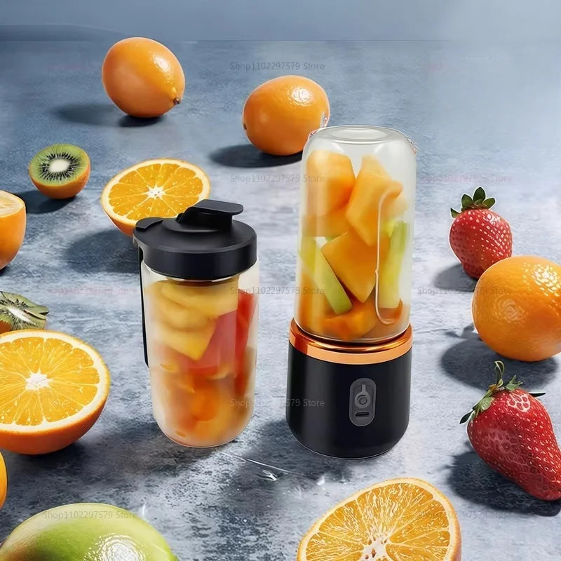 Portable 2-Cup Fruit Juicer Blender mini Ice Crusher USB Rechargeable Wireless Juice Extractor for Smoothies Travel Compact