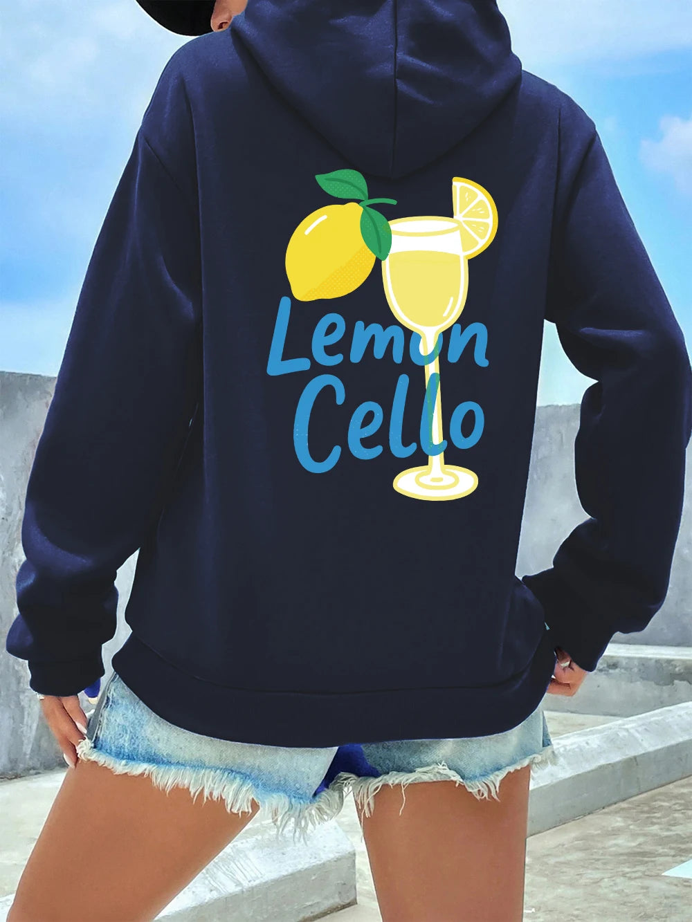 Fruit Wine Made With Lemon Juice Prints Hoodies Women Winter Fleece Warm Sweatshirt Casual Pocket Pullovers Basics Loose Clothes