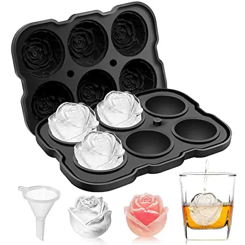 Large Ice Cube Tray Rose Shape Ice Molds Diamond 3D Silicone Mould Reusable for Cocktails Whiskey Party Supplies Ice Maker Mold