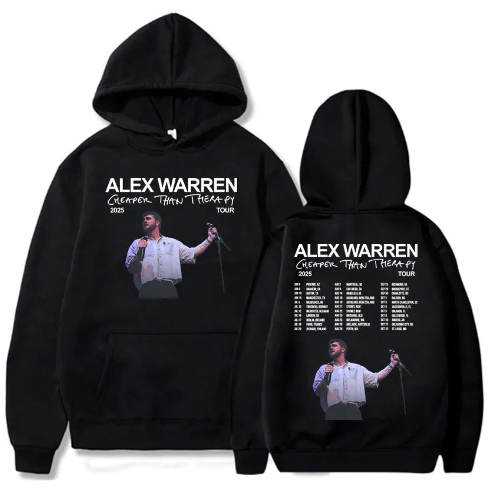 Cheaper Than Therapy Tour 2025 Hoodies Alex Warren Singer Graphic Sweatshirts Hooded Pullovers Men Women Sweatshirt Harajuku