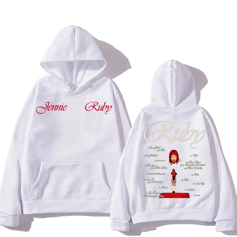 2025 New Jennie Kpop Hoodie Jennie Ruby 1st Album Tracklist Clothes Unisex Design Aesthetic Pullover Jennie Pretty Girl Mantra