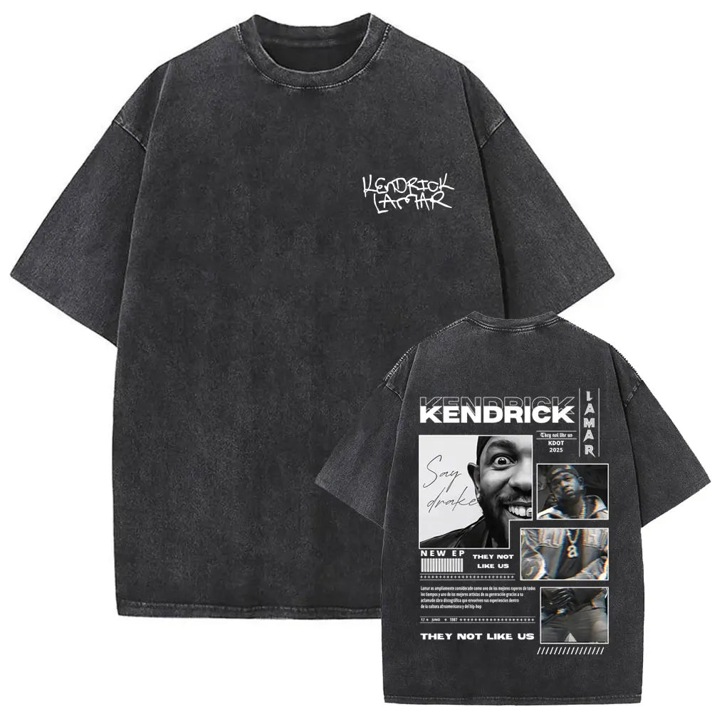 ck Lamar ThLimited Rapper Kendriey Not Like Us Washed Vintage T-shirt Summer Men Women Hip Hop Oversized Street Crewneck T Shirt