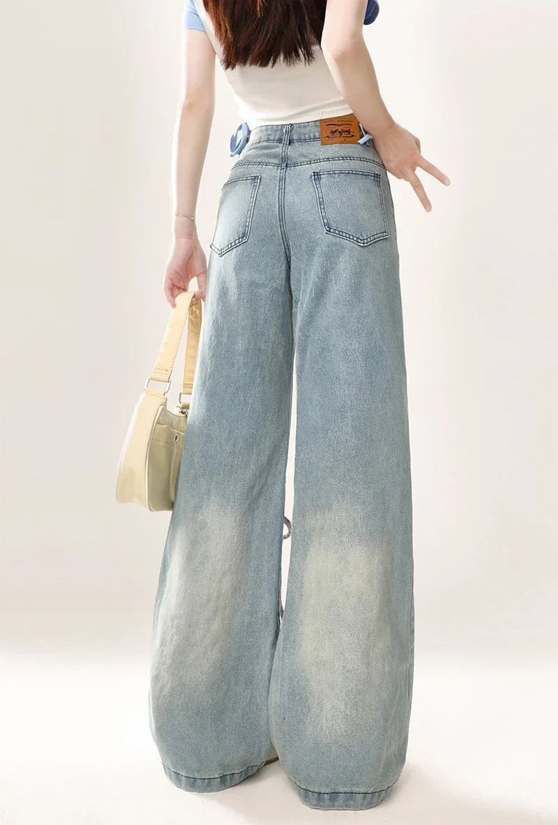 Woman Jeans Cargo Wide Leg Denim Pants for Women Size X Larg on Sale Pant Harajuku Fashion Vibrant 2025 Emo Gyaru Cheap Trousers