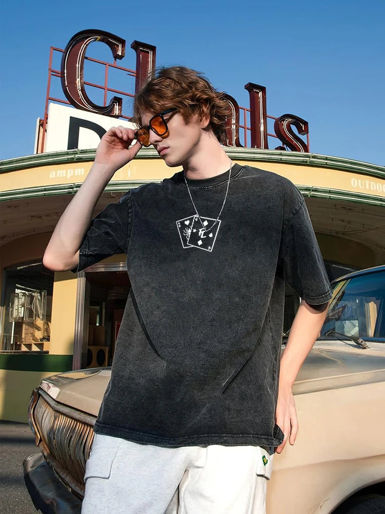 Anime Hunter X Hunter Washed Tshirt Graphic Hip Hop Vintage T Shirt Men Women Harajuku Cotton Casual Short Sleeve Tshirt