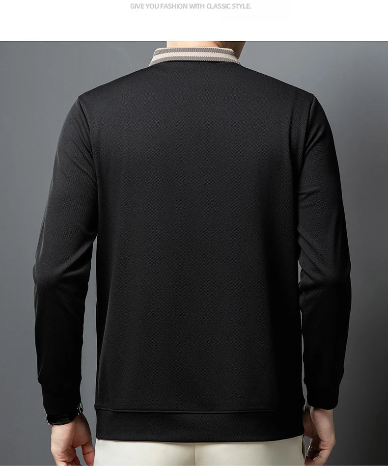 High quality long sleeve men's polo shirt with autumn personalized flip collar fashionable luxury design top casual Paul T-shirt