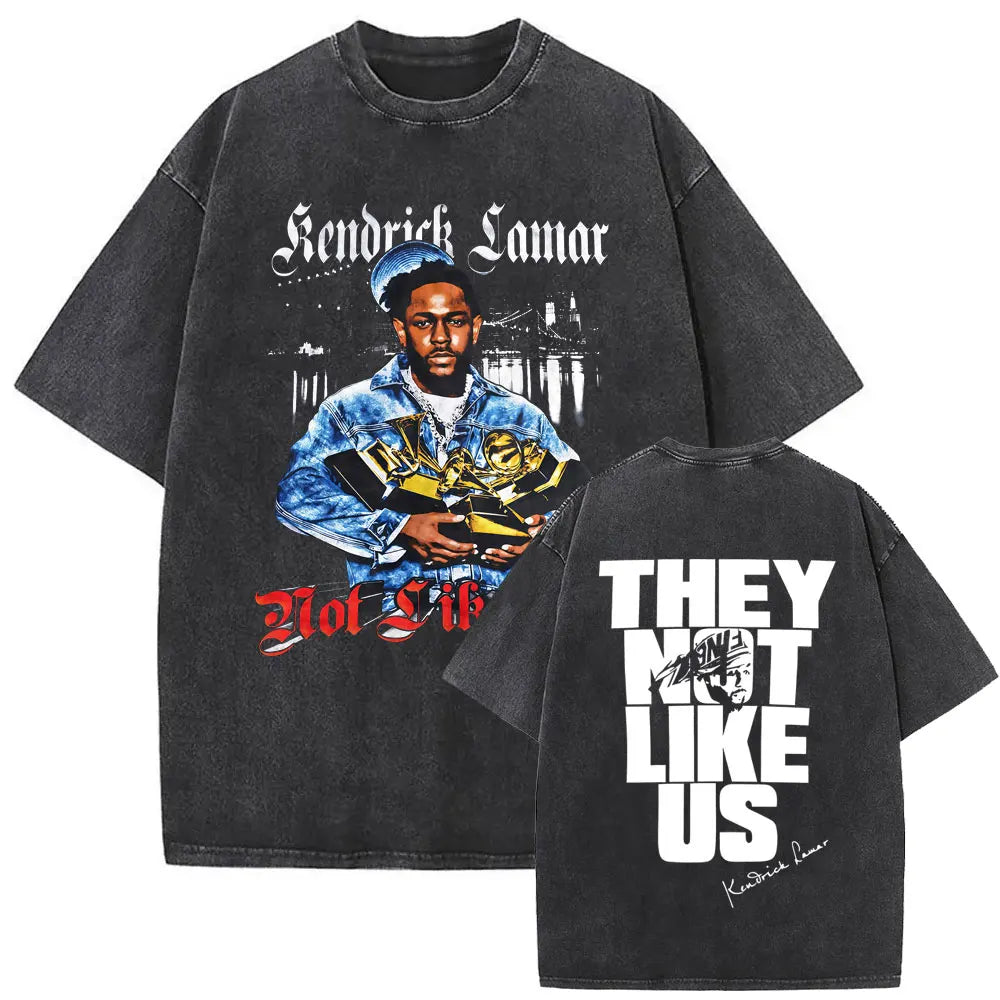 ck Lamar ThLimited Rapper Kendriey Not Like Us Washed Vintage T-shirt Summer Men Women Hip Hop Oversized Street Crewneck T Shirt