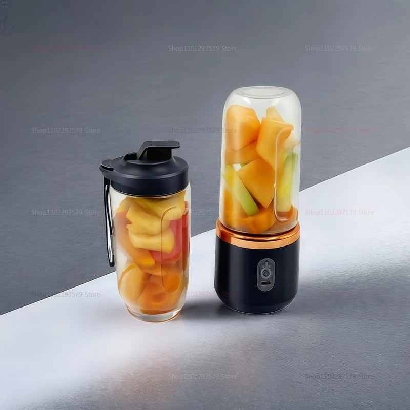 Portable 2-Cup Fruit Juicer Blender mini Ice Crusher USB Rechargeable Wireless Juice Extractor for Smoothies Travel Compact