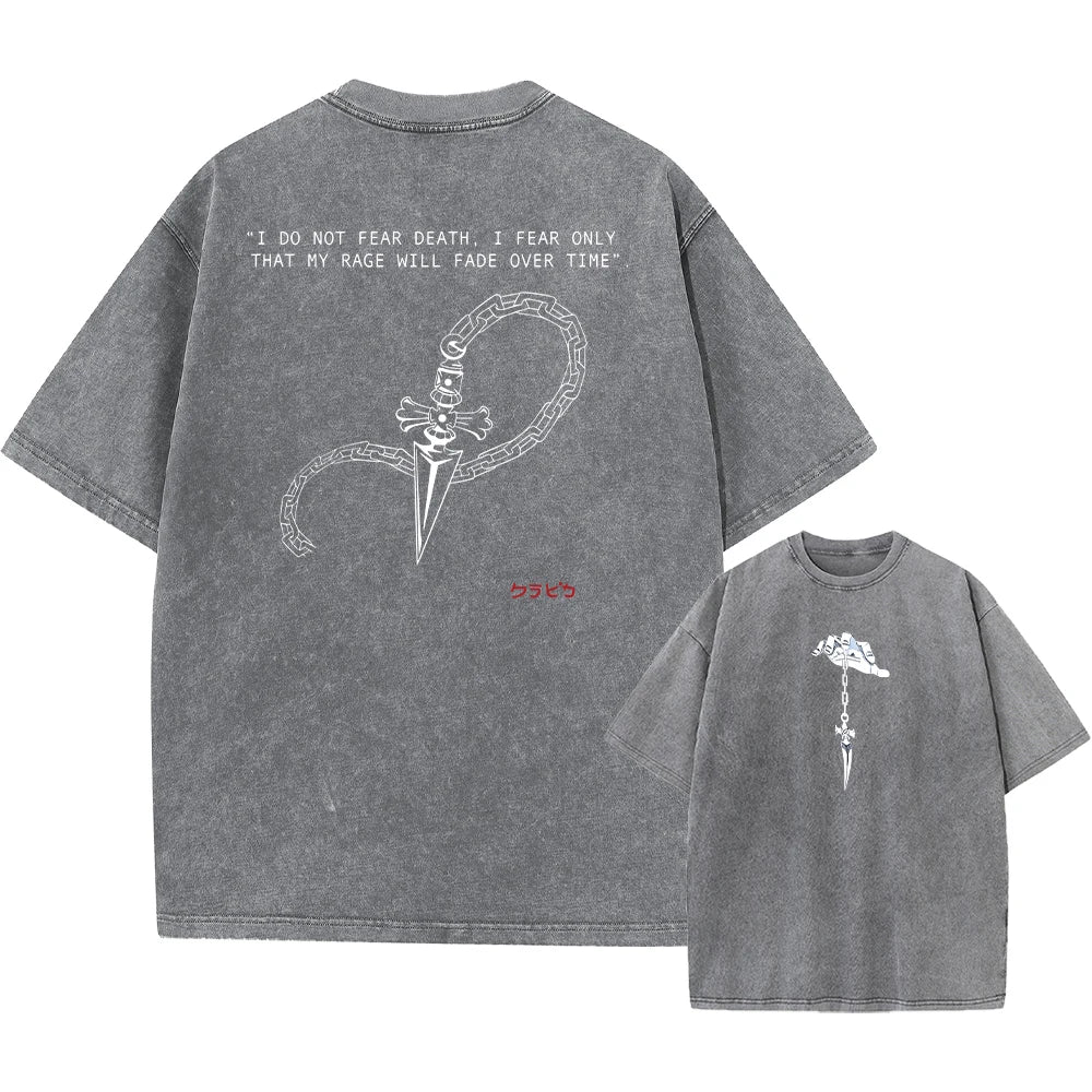Anime Hunter X Hunter Washed Tshirt Graphic Hip Hop Vintage T Shirt Men Women Harajuku Cotton Casual Short Sleeve Tshirt