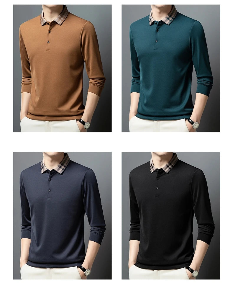 High quality long sleeve men's polo shirt with autumn personalized flip collar fashionable luxury design top casual Paul T-shirt