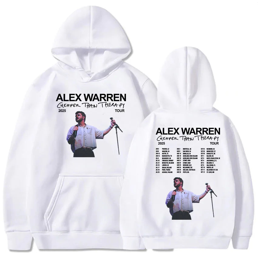 Cheaper Than Therapy Tour 2025 Hoodies Alex Warren Singer Graphic Sweatshirts Hooded Pullovers Men Women Sweatshirt Harajuku