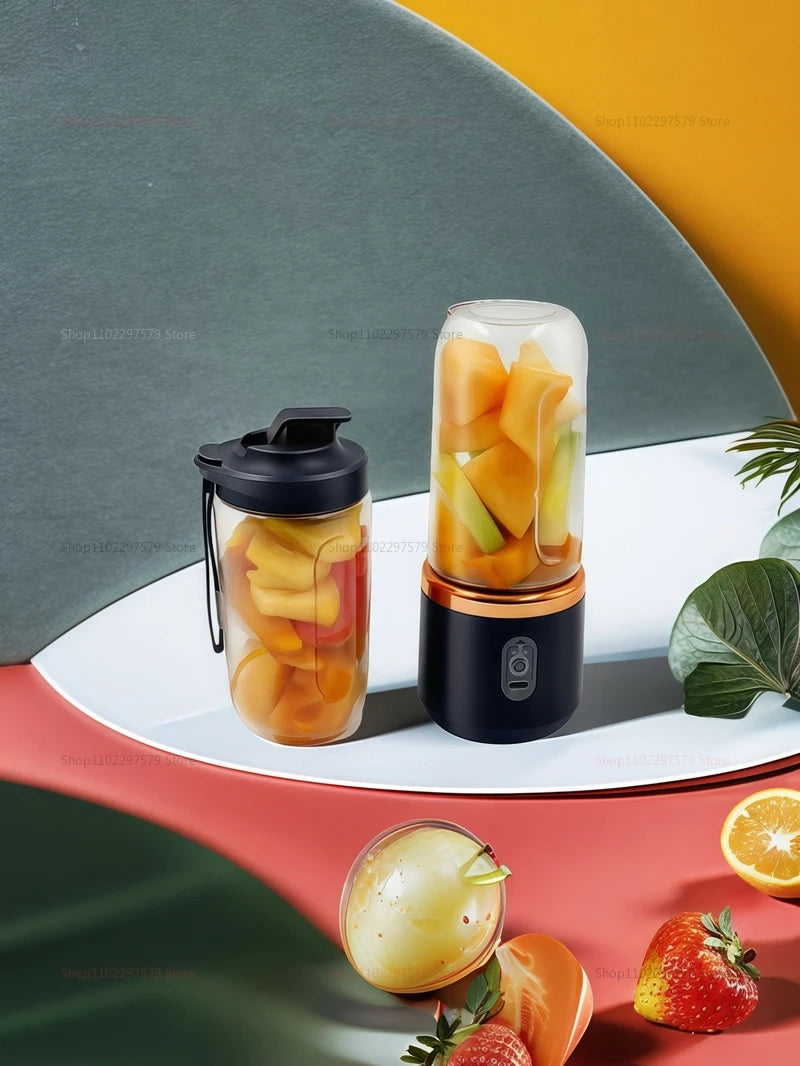 Portable 2-Cup Fruit Juicer Blender mini Ice Crusher USB Rechargeable Wireless Juice Extractor for Smoothies Travel Compact