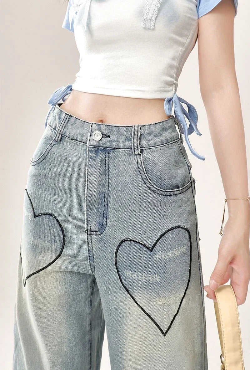 Woman Jeans Cargo Wide Leg Denim Pants for Women Size X Larg on Sale Pant Harajuku Fashion Vibrant 2025 Emo Gyaru Cheap Trousers