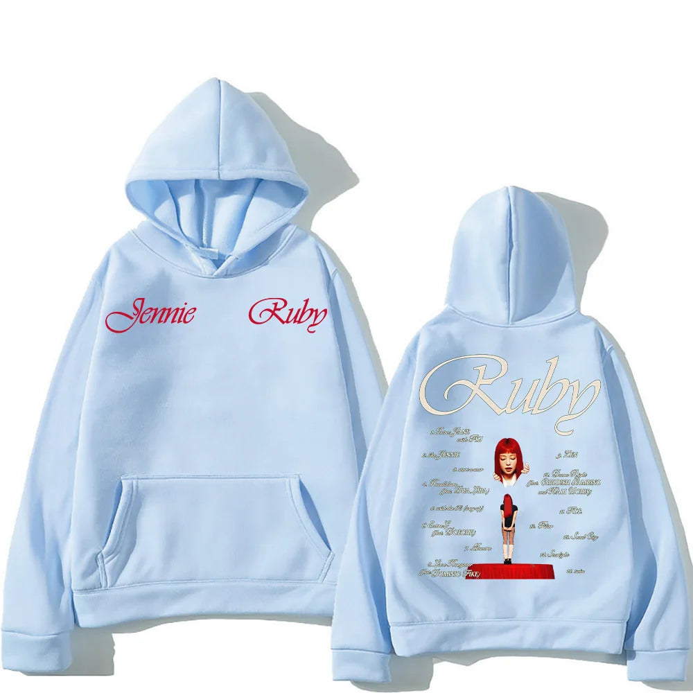 2025 New Jennie Kpop Hoodie Jennie Ruby 1st Album Tracklist Clothes Unisex Design Aesthetic Pullover Jennie Pretty Girl Mantra