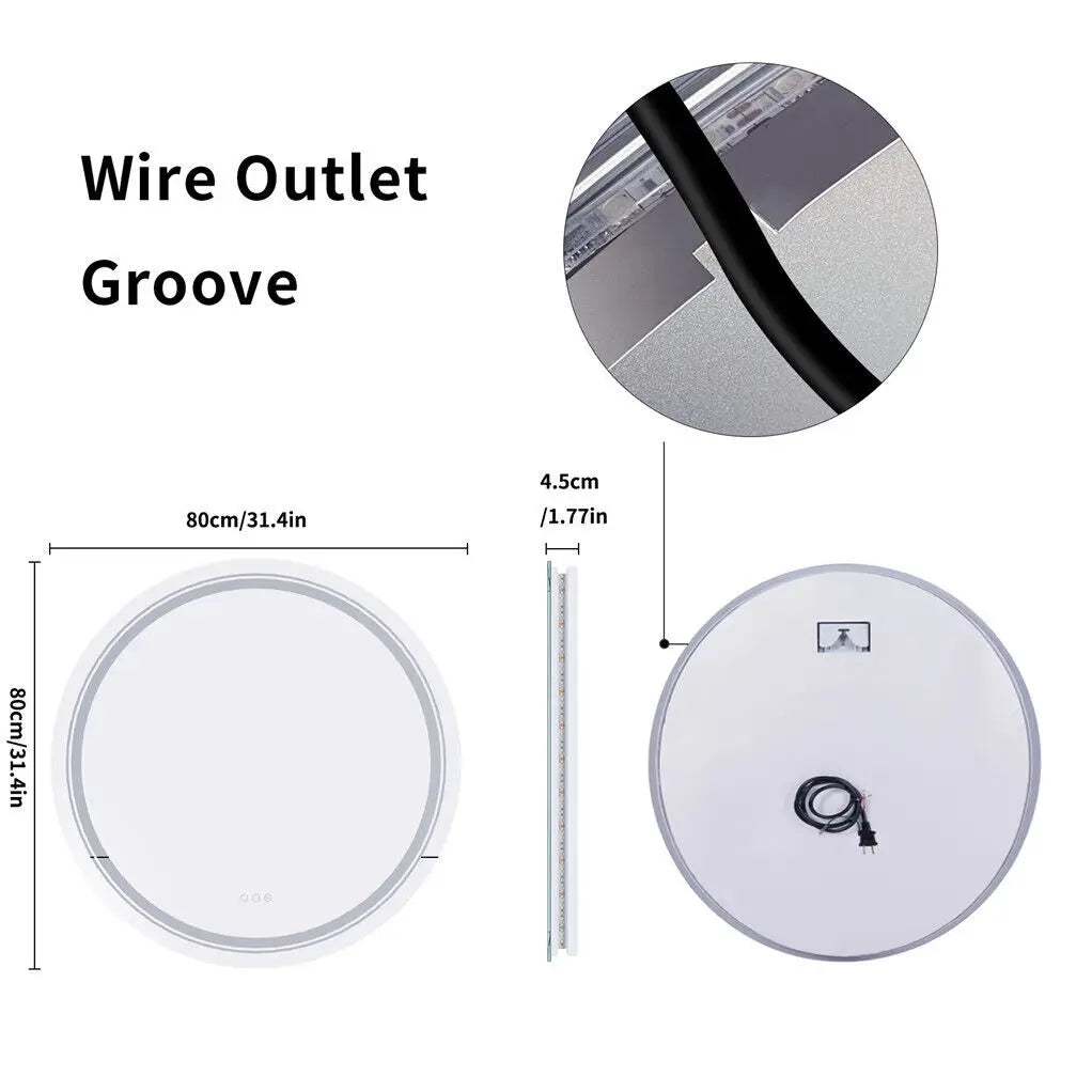 LUVODI Round Smart Mirror Bathroom Illuminate Waterproof Wash Basin Shower Vanity Mirror with Touch Screen