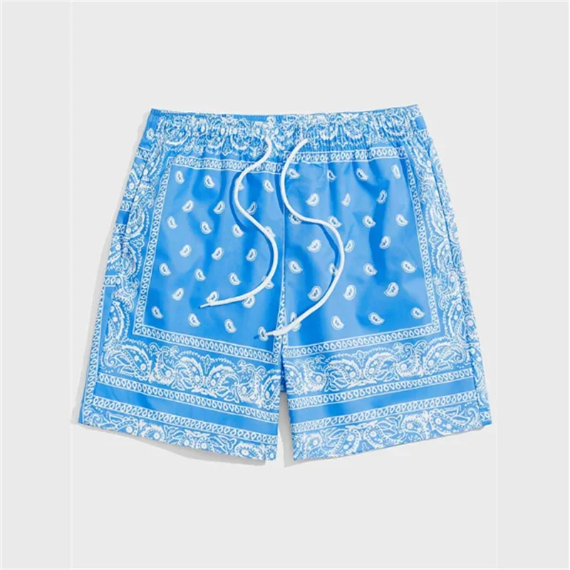 Trend Bandana Graphic Beach Short for Men Summer Fashion Swim Trunks Loose Casual Streetwear Hawaiian Short Pants
