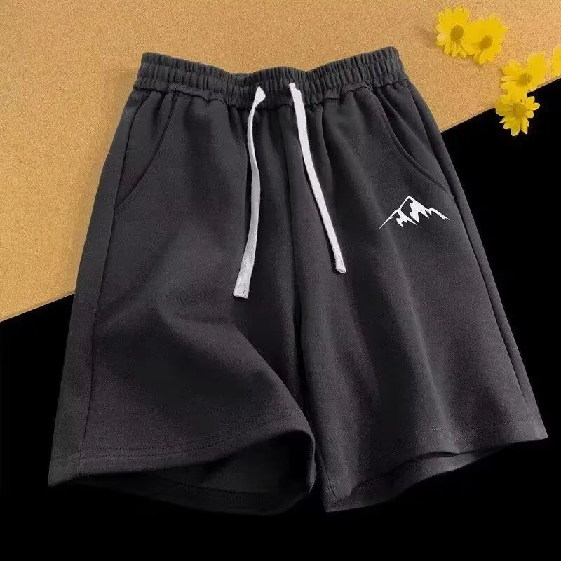 M-8XL Oversized Shorts Men's Casual Shorts Chinese Style Minimalist Mountain Range Print Shorts Couple Basketball Short Pants