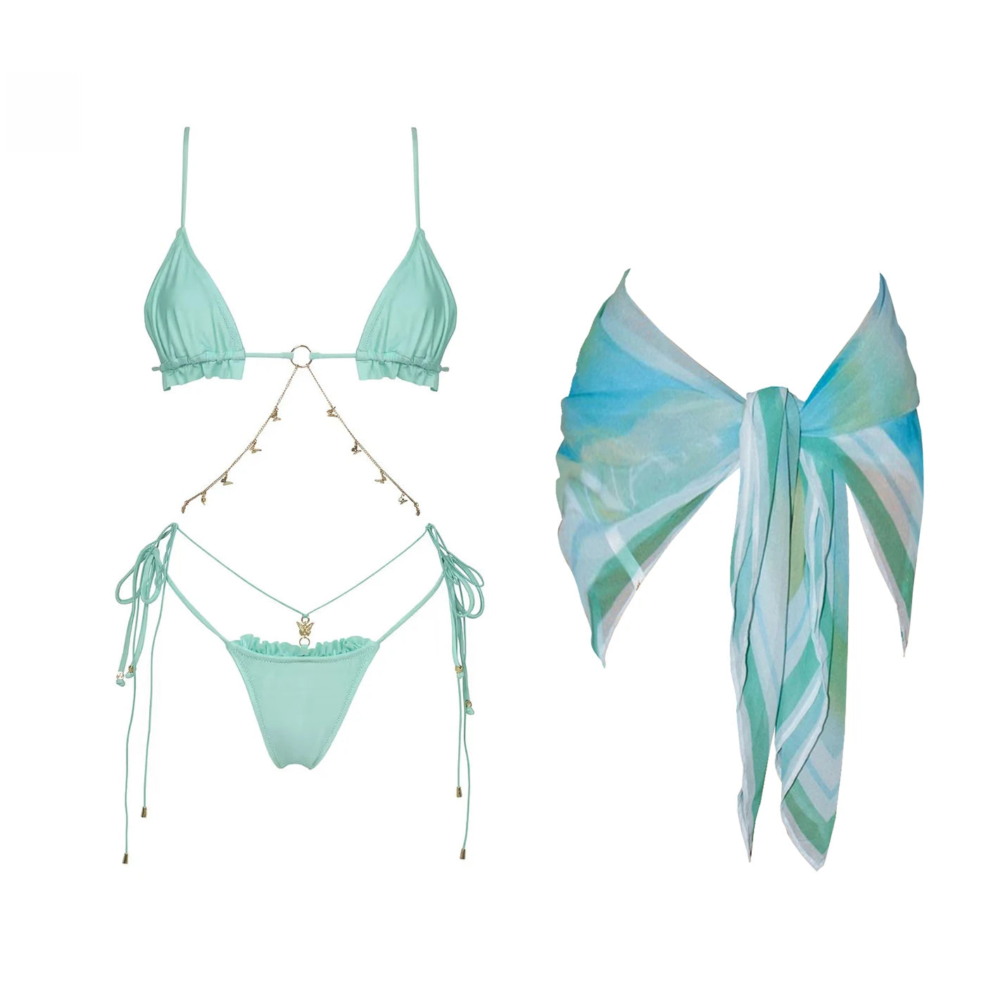 Shiny Diamond Bikini Set Sexy Women Swimsuit Push Up Swimwear Female Bandeau Biquini Halter Bathing Suit Blue Bodysuit Beachwear