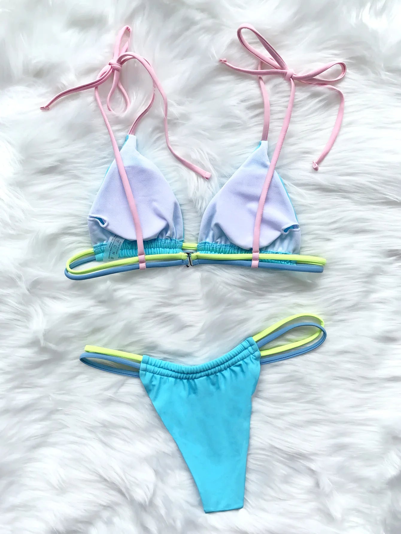 Contrast Color Sexy Micro Bikini Set Women's Swimsuit 2025 Summer Push Up Swimwear Triangle String Biquini Bathing Suit Monokini