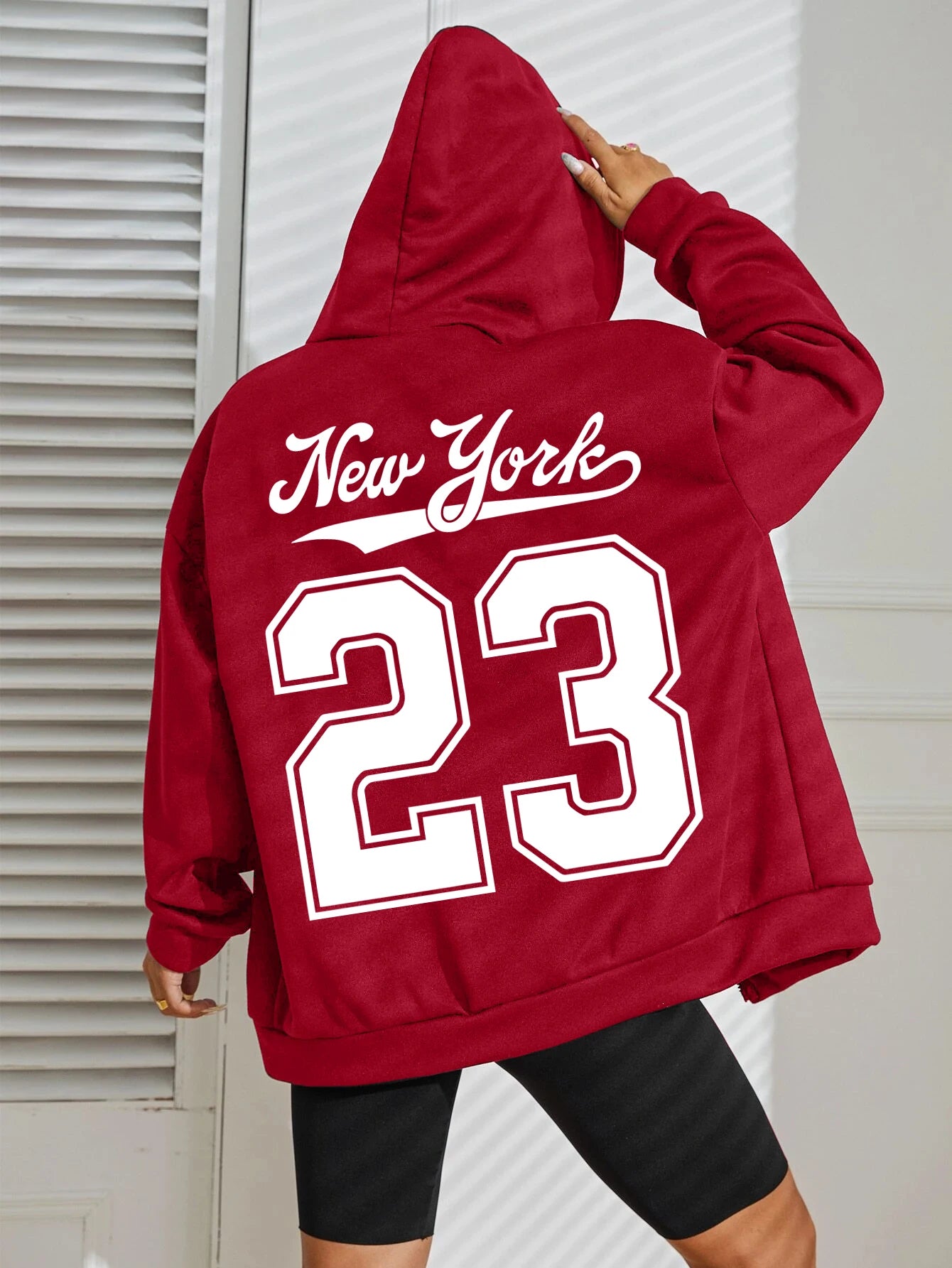 New York Number 23 Art Letter Printing Women Zipper Hoodie Fashion Hoodies Fleece Sportswears Autumn Casual Female Hoody