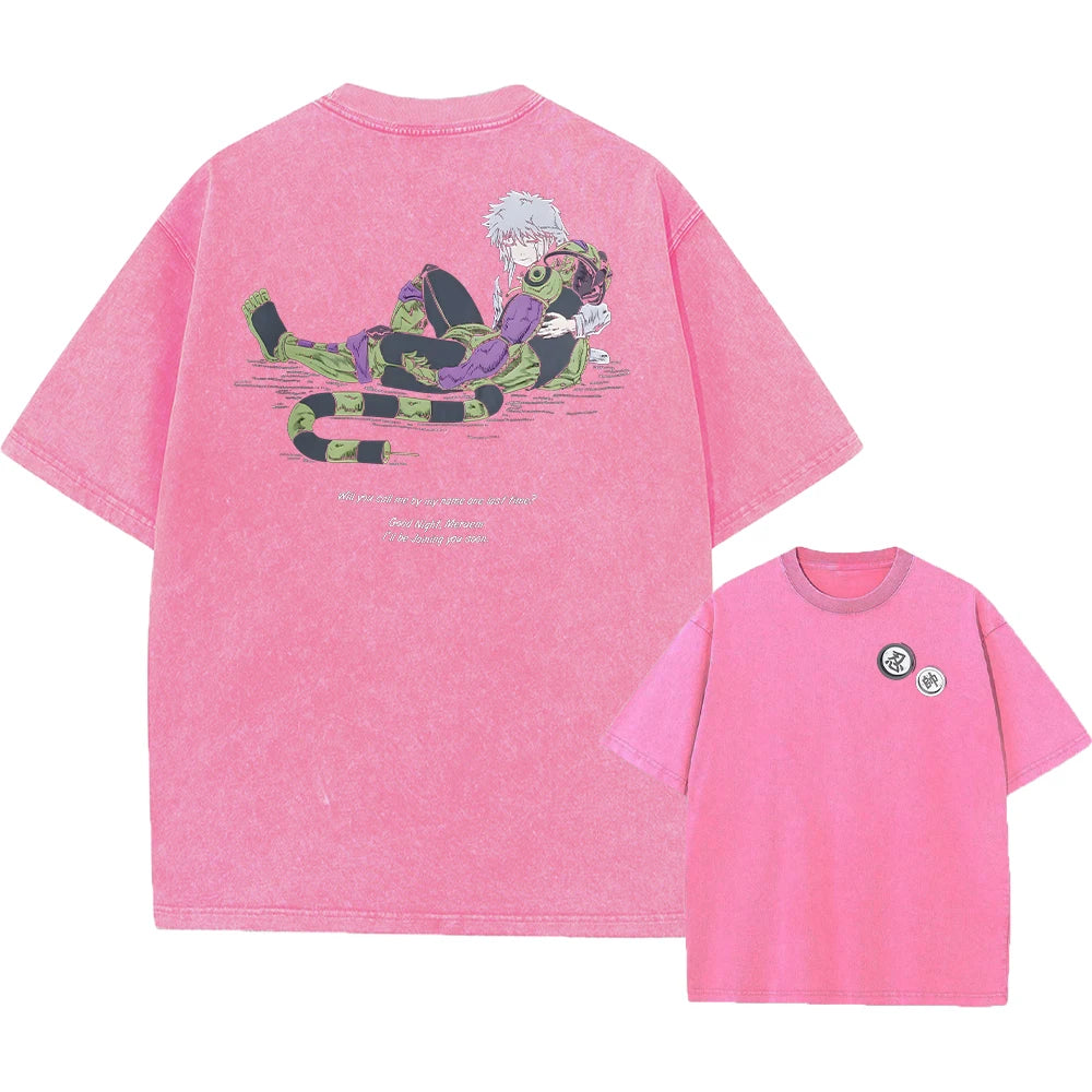 Anime Hunter X Hunter Washed Tshirt Graphic Hip Hop Vintage T Shirt Men Women Harajuku Cotton Casual Short Sleeve Tshirt