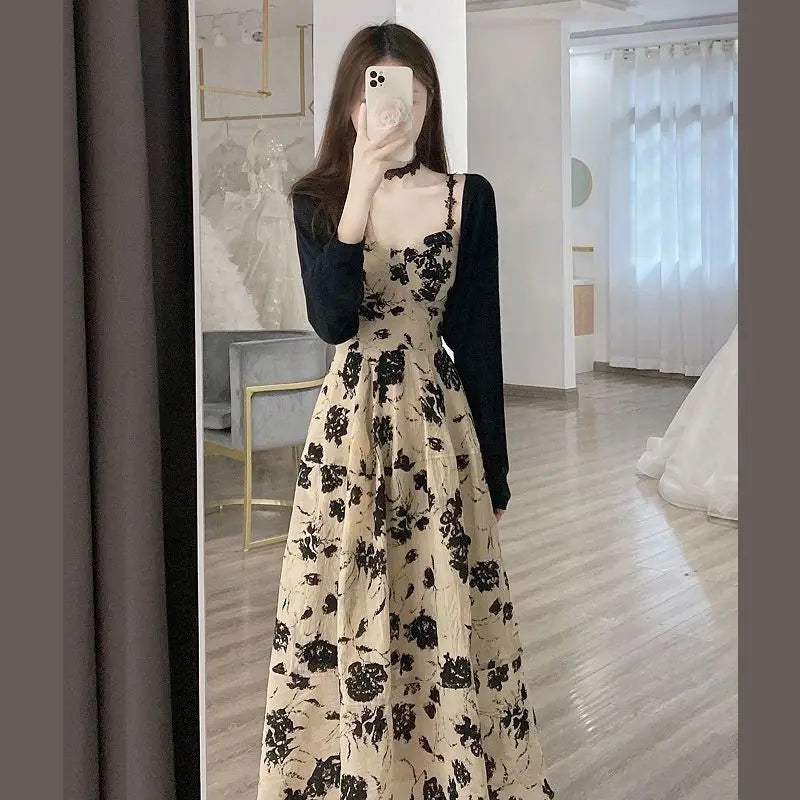 Summer New Dress Matching Set Women's Fashion Sunscreen Shirt Top+Strap Skirt Two Piece Korean Elegant Dresses Suit