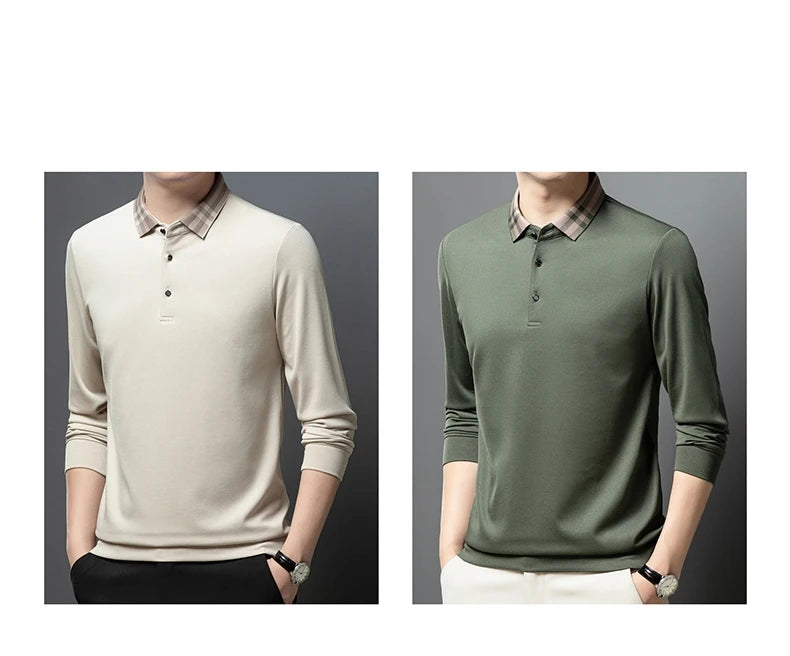 High quality long sleeve men's polo shirt with autumn personalized flip collar fashionable luxury design top casual Paul T-shirt