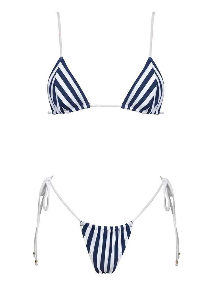 ZRTAK New Arrival Triangle Bikini Women Striped Swimsuit Micro Swimwear Print Bathing Suit Brazilian Biquini Sexy Beach Wear