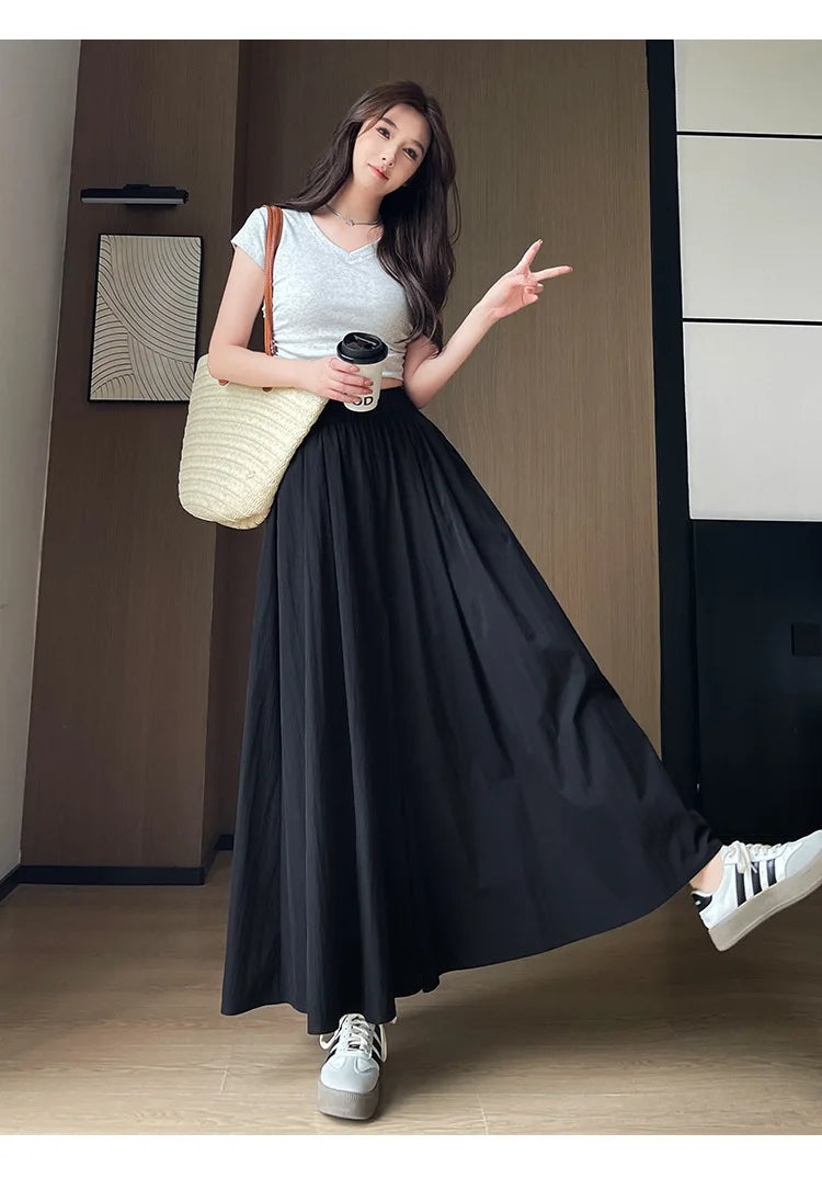 BIVIGAOS Spring Summer A-Line High Waist Pants Skirt Women Trend Fashion Japanese Culottes Casual Loose Ice Silk Wide Leg Pants