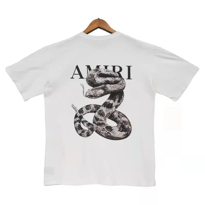 Spring and Summer Light Luxury Fashionable Loose Snake Men and Women Printed Short Sleeved Fashionable Casual Versatile T-shirt