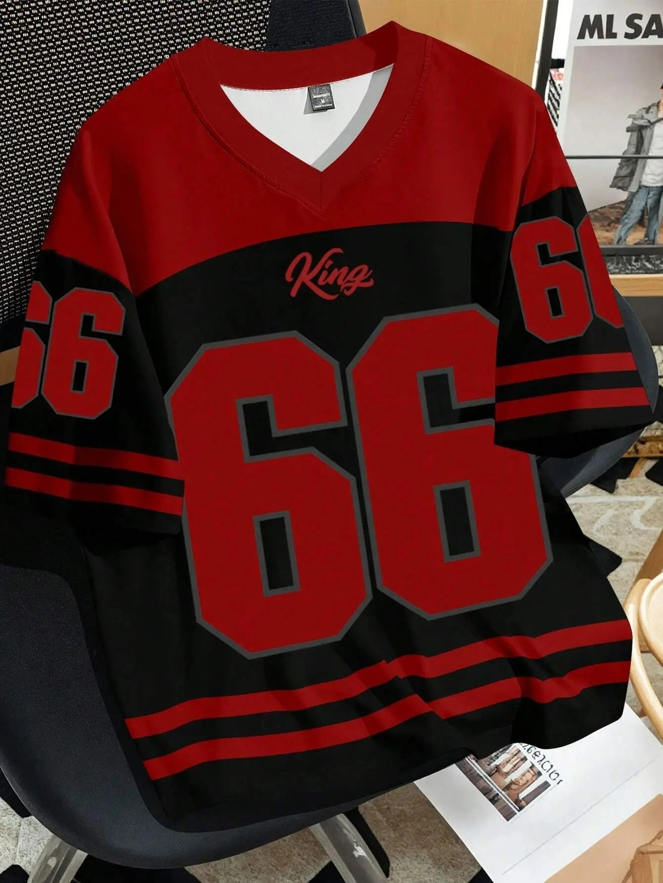 2025 summer new V-neck men's casual T-shirt Chicago letter-printed polyester pullover summer daily outdoor street wear clothes
