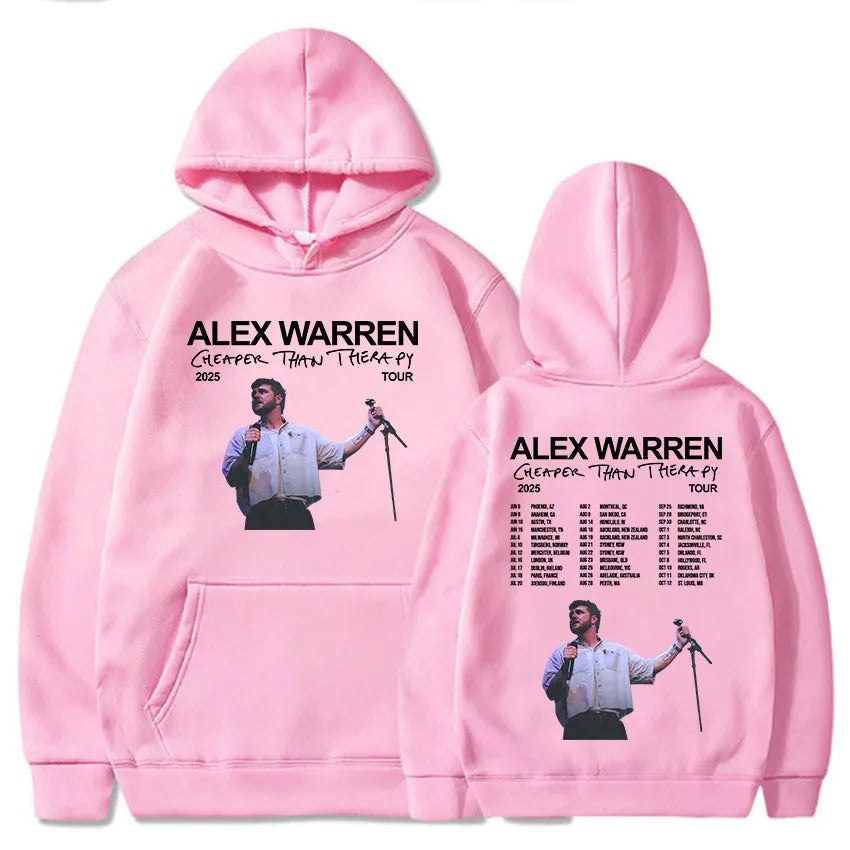 Cheaper Than Therapy Tour 2025 Hoodies Alex Warren Singer Graphic Sweatshirts Hooded Pullovers Men Women Sweatshirt Harajuku